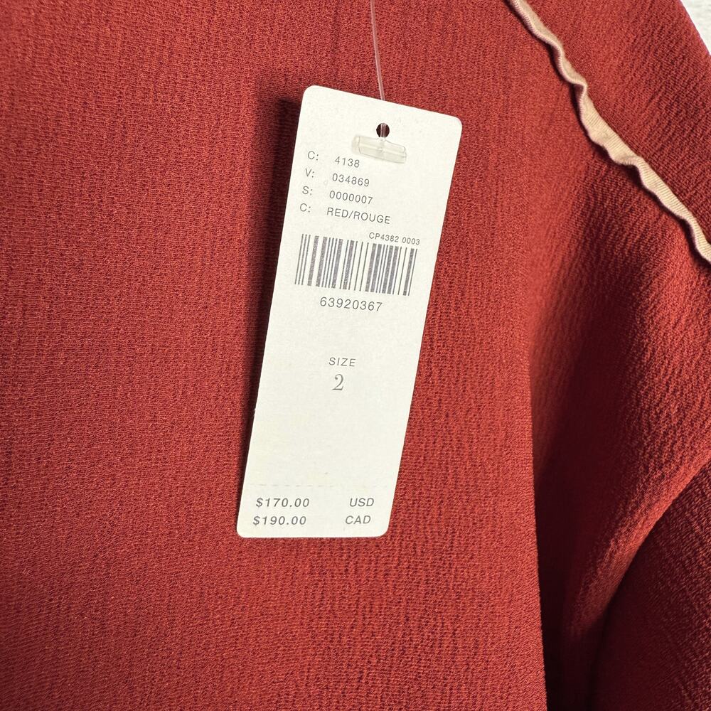 Anthropologie Maeve Contrast Trim Cropped Long Sleeve Top Size 2 Preppy Fall New - Picture 5 of 11